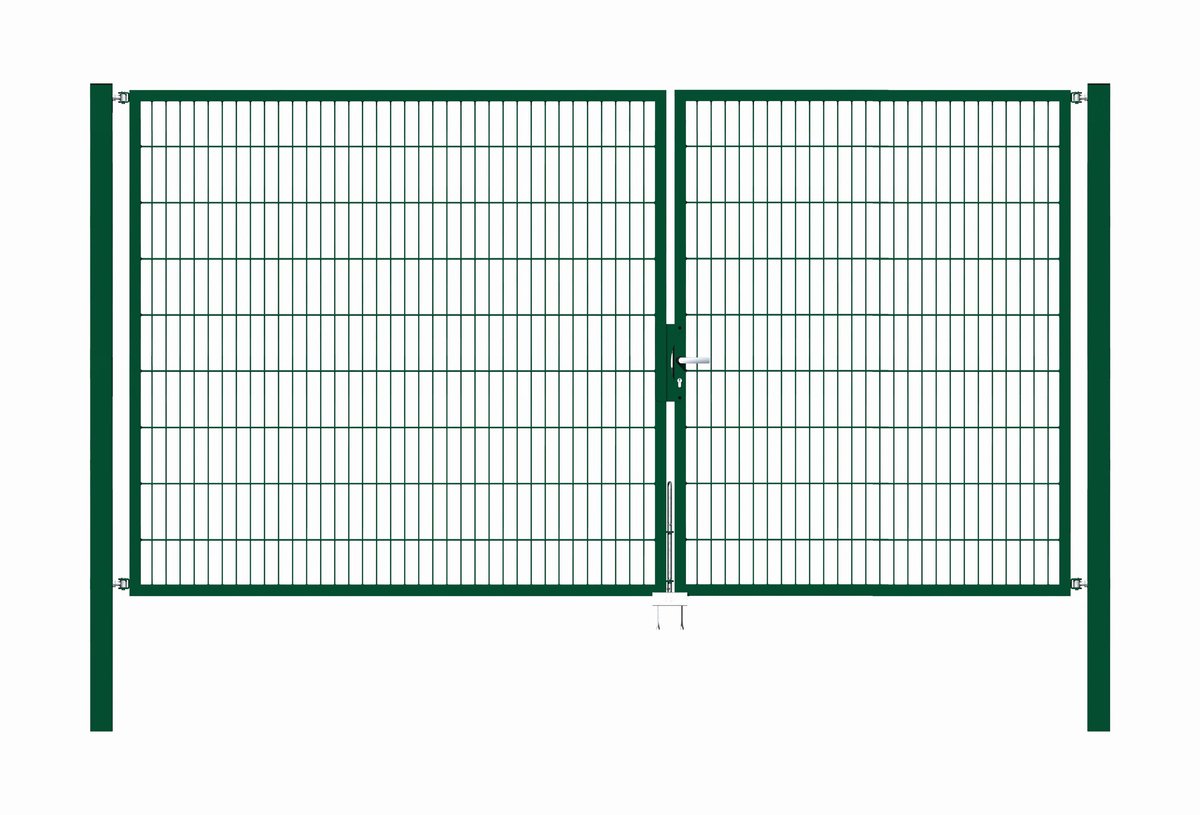 Alberts 648336 Dubbele poort Flexo met toebehoren, groen, breedte 350 cm, hoogte 180 cm