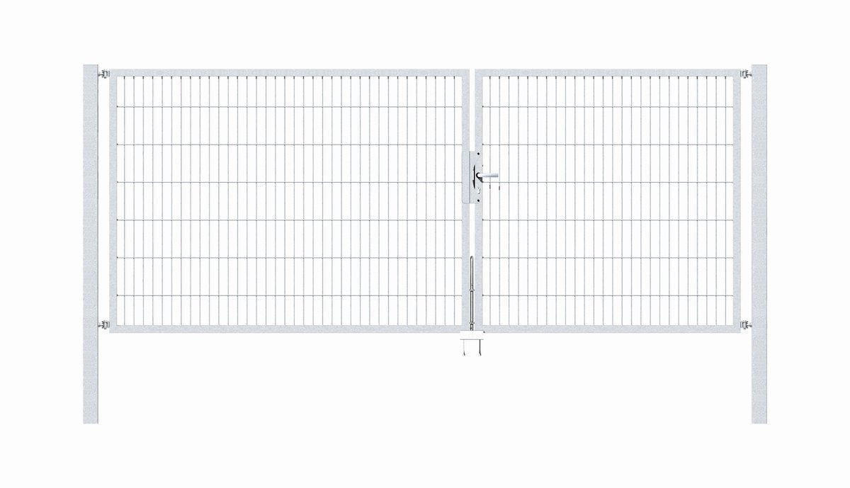 Alberts 647988 Dubbele poort Flexo met toebehoren, thermisch verzinkt, breedte 350 cm, hoogte 140 cm