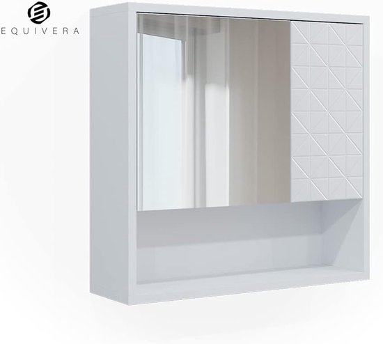 Medicijnkast Spiegelmedicijnkast (508 x 126 x 762 mm) voor badkamer met spiegeldeur en verstelbare glazen planken, ingebouwd en aan de muur bevestigd, aluminium frame, spiegelkast badkamerkast | NL