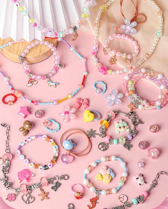 Kit de fabrication de bijoux - 1 500 pièces - Kit de perles - Bracelets pour filles - Créez vos propres Bijoux pour enfants - Kit de bracelets à breloques - Bijoux, loisirs créatifs et jouets pour enfants (5-12 ans)