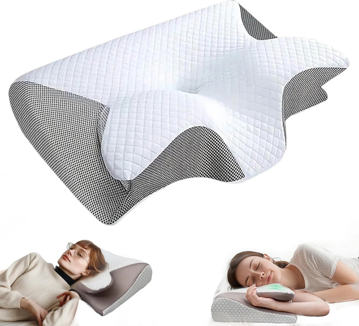 Hoofdkussen - Nekkussen - Schouderkussen - Bed kussen - Traag schuim kussen - Comfortabel kussen - Zacht hoofdkussen - Wasbaar kussen