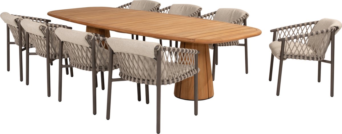 Capri Allora dining tuinset 280x110xH75 cm 9 delig teak terre 4 Seasons Outdoor