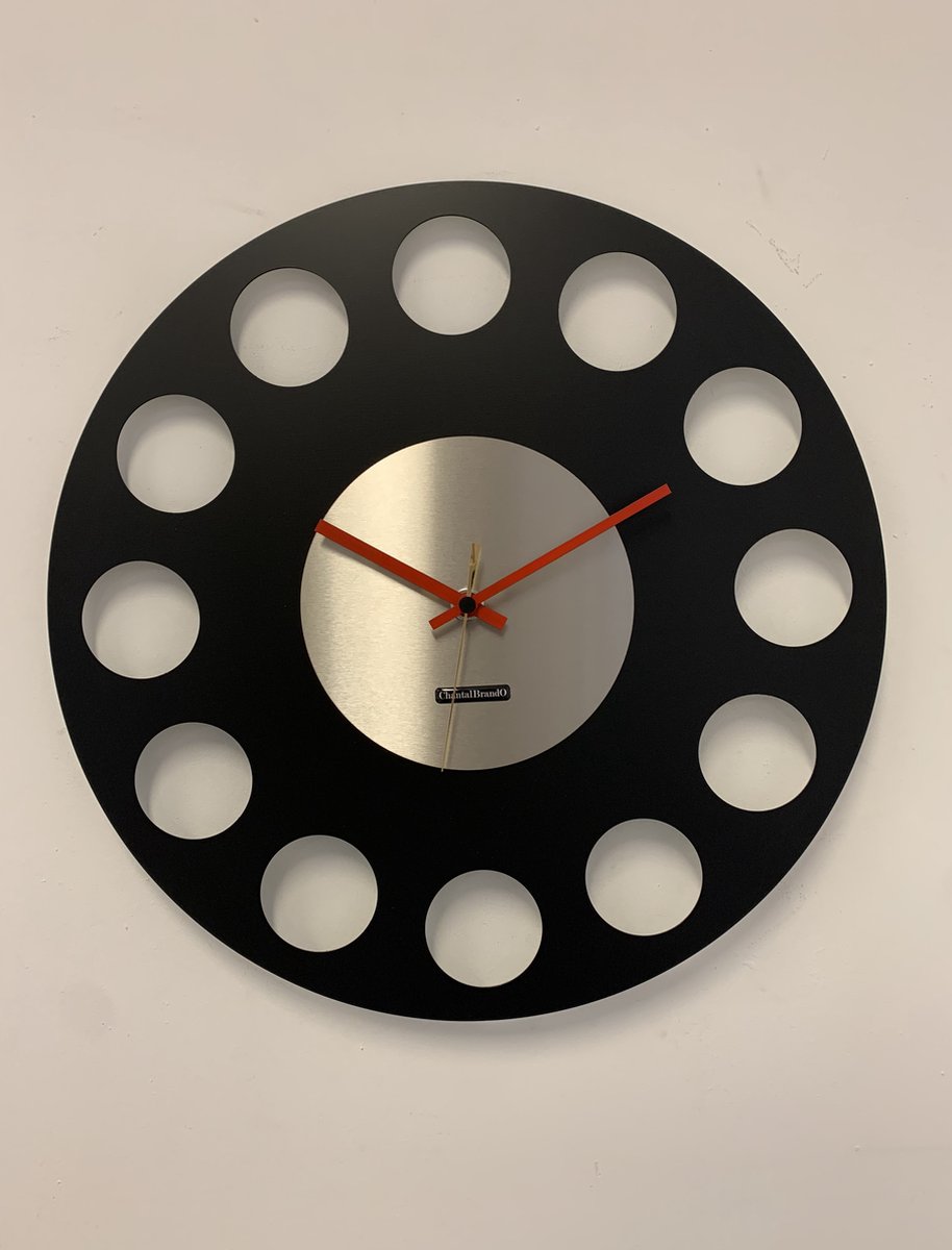 ChantalBrandO Wandklok MARAVAL Black & Silver XL Modern Design