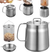 Bol.com Mini-friteusepan vetcontainer fijnmasfilter vetzeef handvat 2 l oliefilterpot braden koken keuken aanbieding