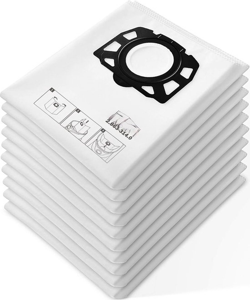 10 stofzuigerzakken geschikt voor Karcher KFI487-MV4-MV5-MV6-WD 4-WD 5-WD 6-KWD 4-KWD 5-KWD 6-KNT 4-MV4-MV5-MV6-WD 4.200 tot WD 5.800, SW 5.100, SE 6.100 2.863-006.0