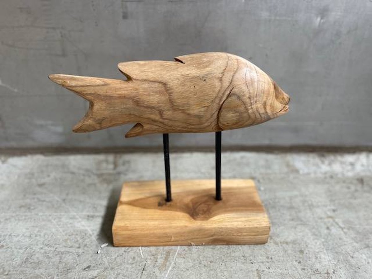 Fish teak Su 35x12H30cm