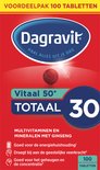 Verpakking Dagravit Vlitaal 50+ Totaal 30 met 100 tabletten. Multivitaminen en mineralen met ginseng.
