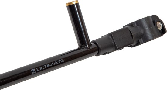 Zwarte 'ULTIMATE' steun met bronzen dop en kunststof klem.