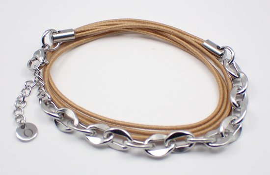 Colure® wikkelarmband jasseron robuust ovaal plat bruin