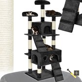 Bol.com tectake® Kattenkrabpaal groot - Kattenboom met 3x sisal krabpaal en kattenaccessoires- 3x ligplaats en 1x kattenhuisje 2... aanbieding