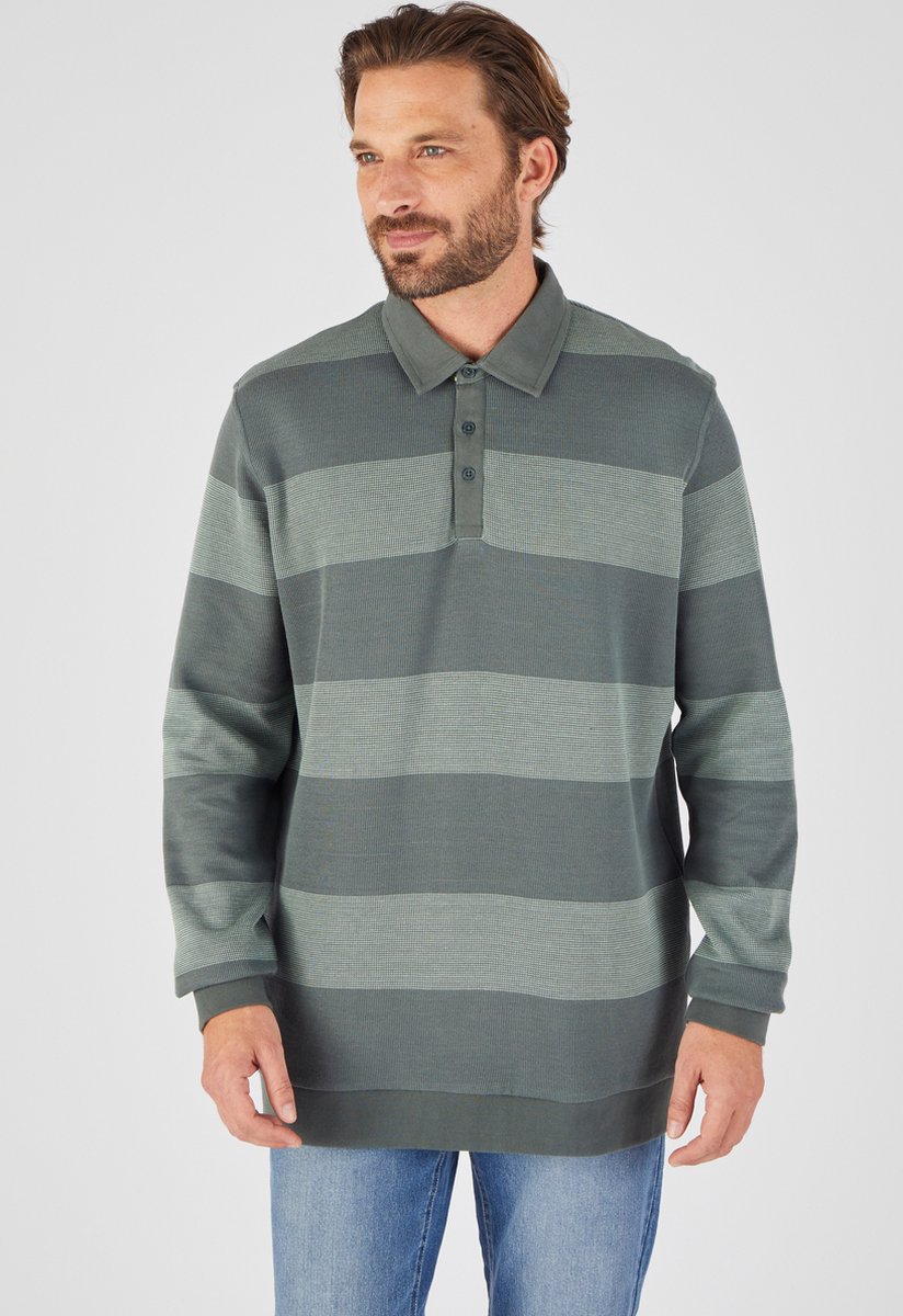 Damart - Gestreepte sweater, polokraag, zuiver katoen - Heren - Groen - (102-109) L