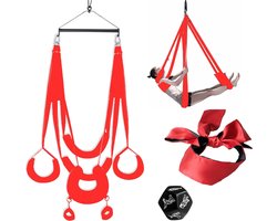 Sex Schommel - Sex Swing Extra Stevig – Seksschommel Met Blinddoek – Seksspeeltjes voor Koppel – Seks Schommel BDSM – Erotiek Toys - Sex Sling – Love Swing – Discreet Verpakt - Rood