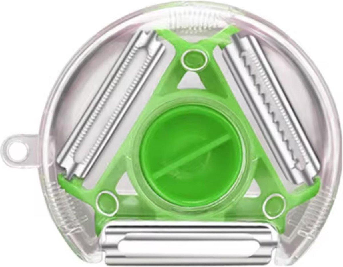 Schilmes - Dunschiller - 3 Messen Peeler - Roestvrij Staal - Multifunctioneel - Schillen & Julienne - Hoge Kwaliteit - Keukenhulpmiddel - Kleur: Groen