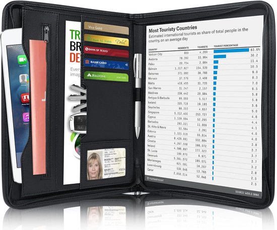 Wason Portfolio Padfolio A4 Lederen PU Houder Bestand Document Case met