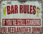 Panneau texte Règles du bar - 30 x 40 cm - Panneau mural - Plaque murale - Plaque en Métal - Décoration de pub - Panneau décoratif - Décoration de bar - Cave & Garden