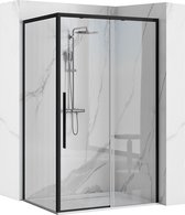 Rea Solar Black 90X90 + Douchebak Savoy White - 195 cm - Douchecabine - Vierkant - Zwart