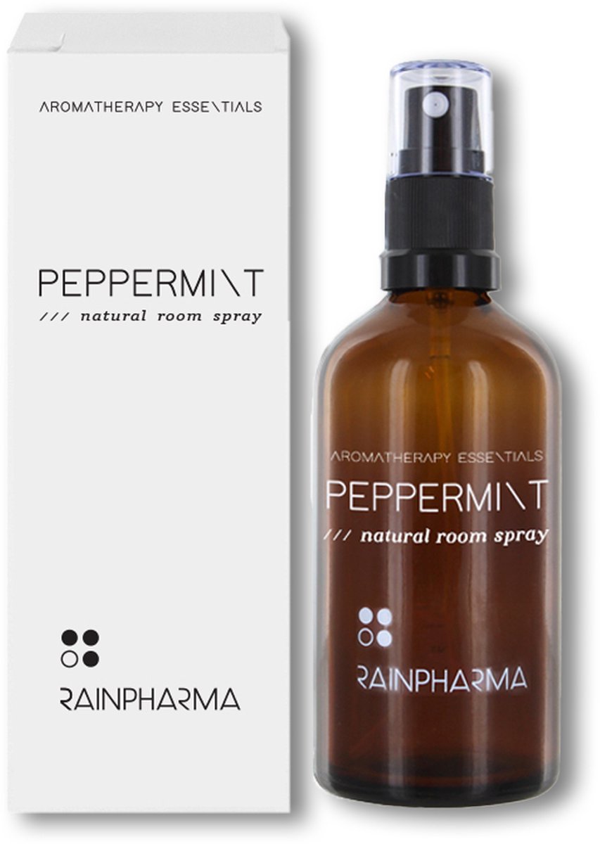 RainPharma Natural Room Spray Peppermint - 100ml – Met Pure Essentiële Olie – Intense Geur – Geschikt voor Textiel – Natuurlijk Huisparfum – Interieurspray – Luxe Woonaccessoires – Luchtverfrisser – Aromatherapie Producten