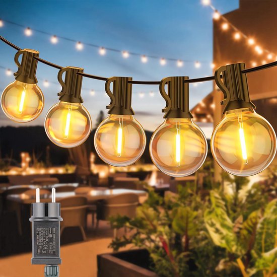 Avoalre 12m G45 Outdoor String Lights, 30 3 Bulbs, IP65 Waterproof Warm White String Lights For Indoor Outdoor Garden Patio Wedding Lighting