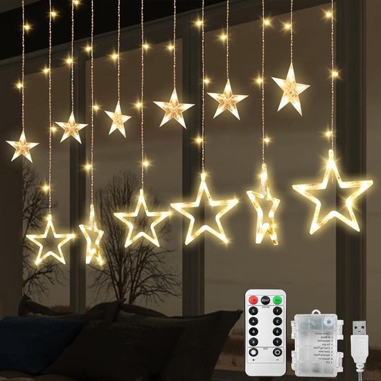 126LED Ramadan Gordijn Lichten Ster Maan Parallel Gordijn Lichten AA Batterij Aangedreven Ster Maan Gordijn Lichtslingers Romantische Sfeer