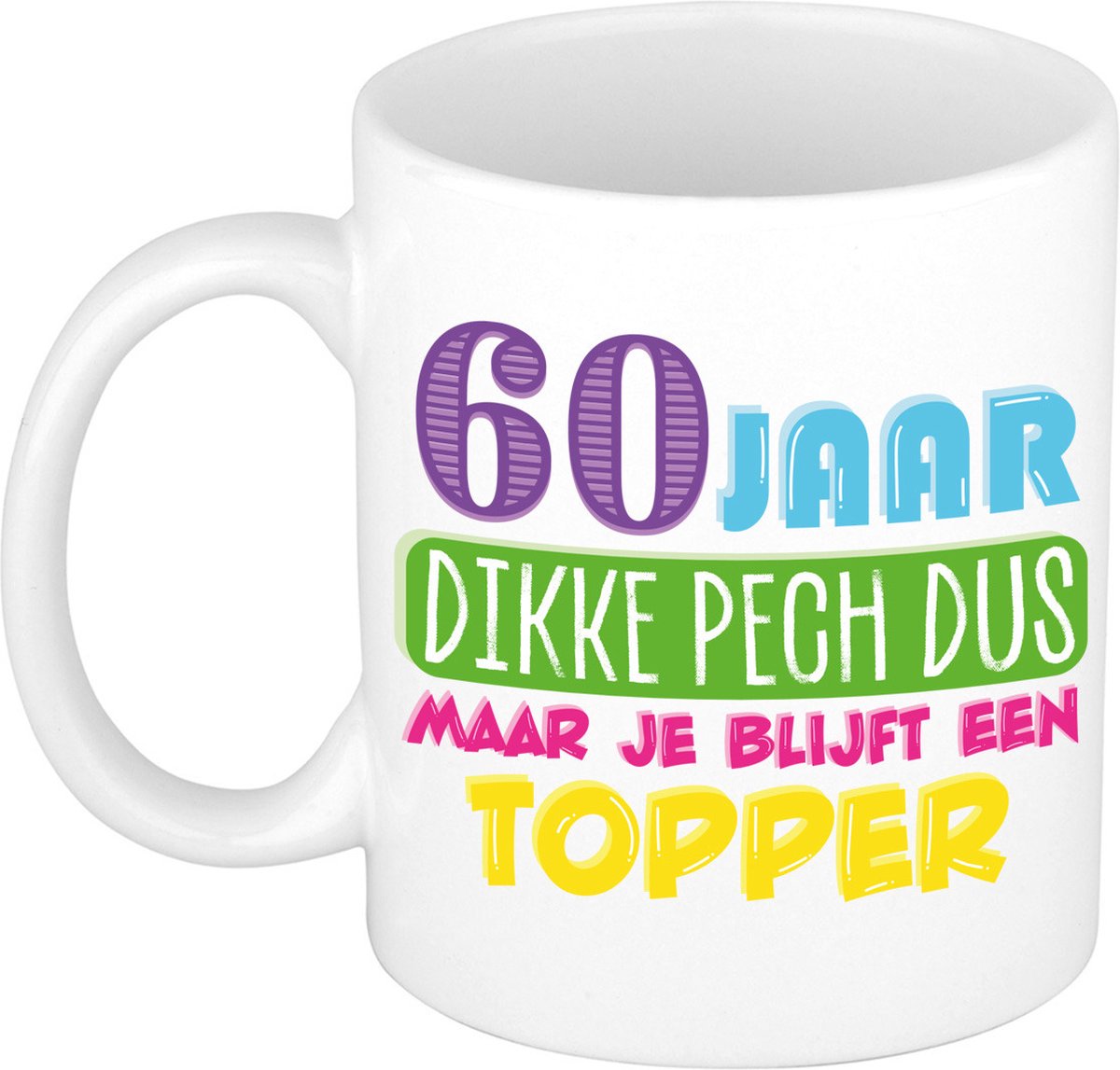 Bellatio Decorations Verjaardag cadeau mok 60 jaar - wit - dikke pech dus - 300 ml - keramiek