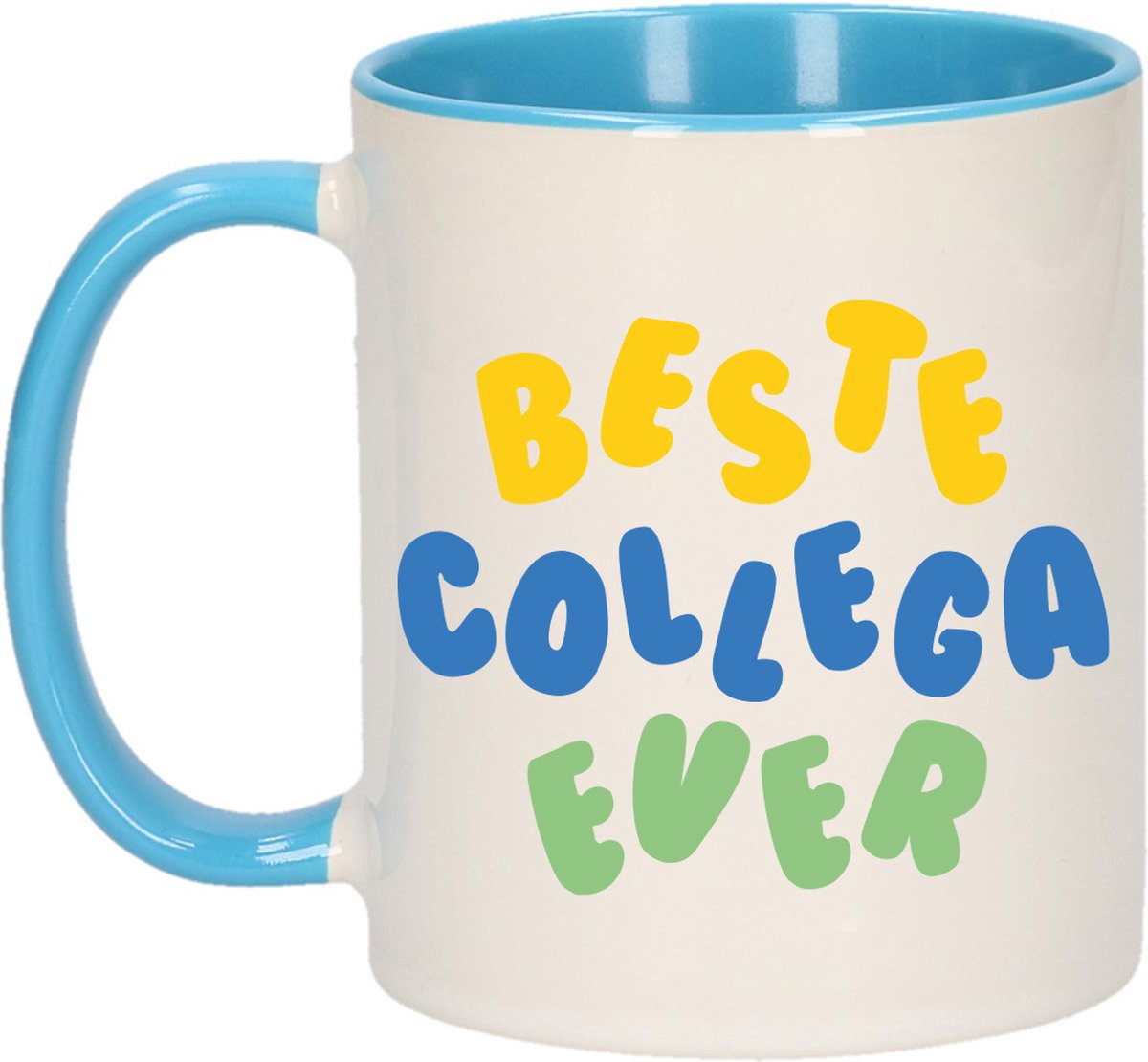 Bellatio Decorations Cadeau mok voor collega - beste collega ever - blauw - keramiek - 300 ml