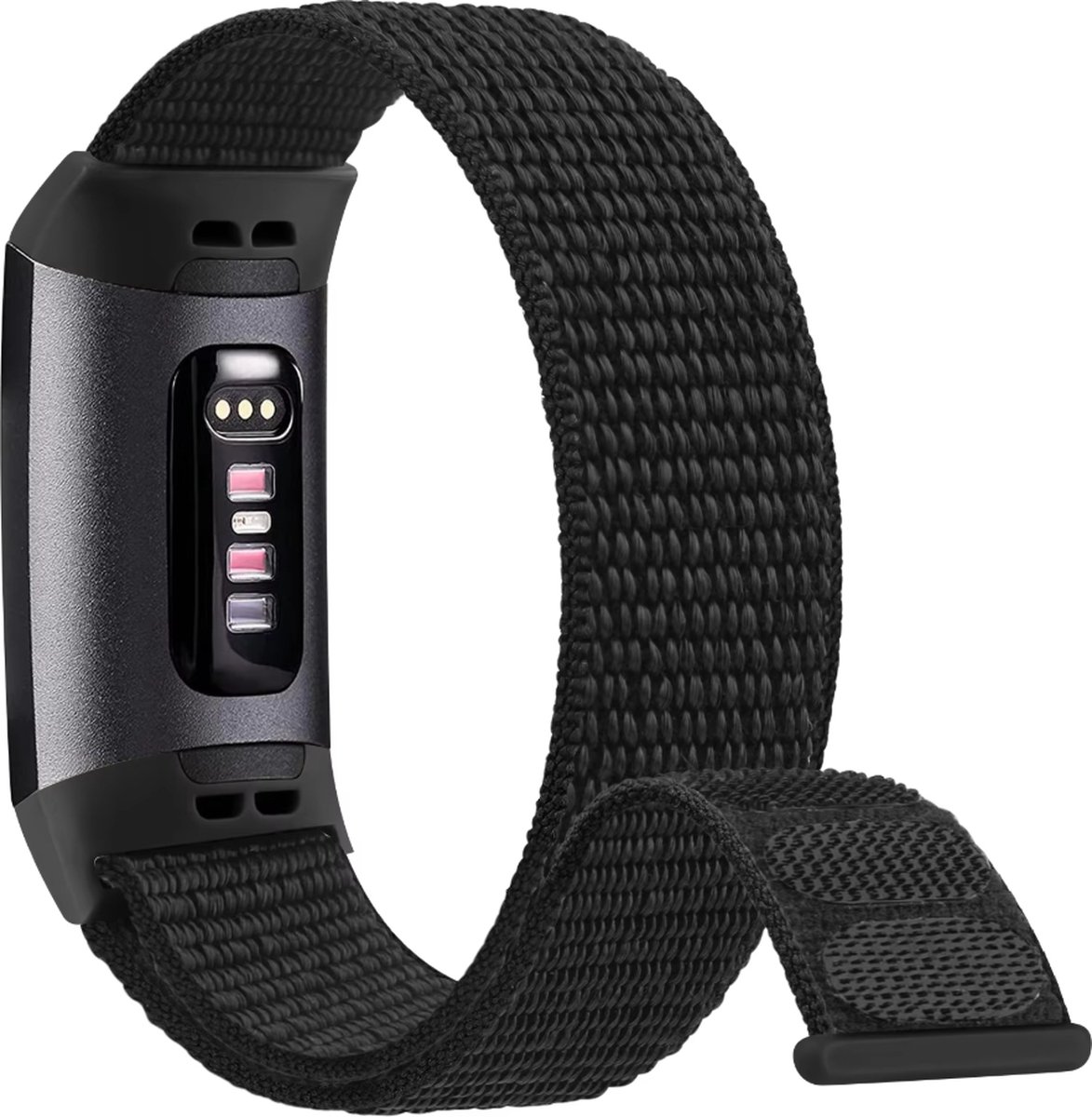 Actie4you® - Nylon bandje - Geschikt voor Fitbit Charge 3 / Fitbit Charge 4 – Bandje voor Fitbit - Zwart