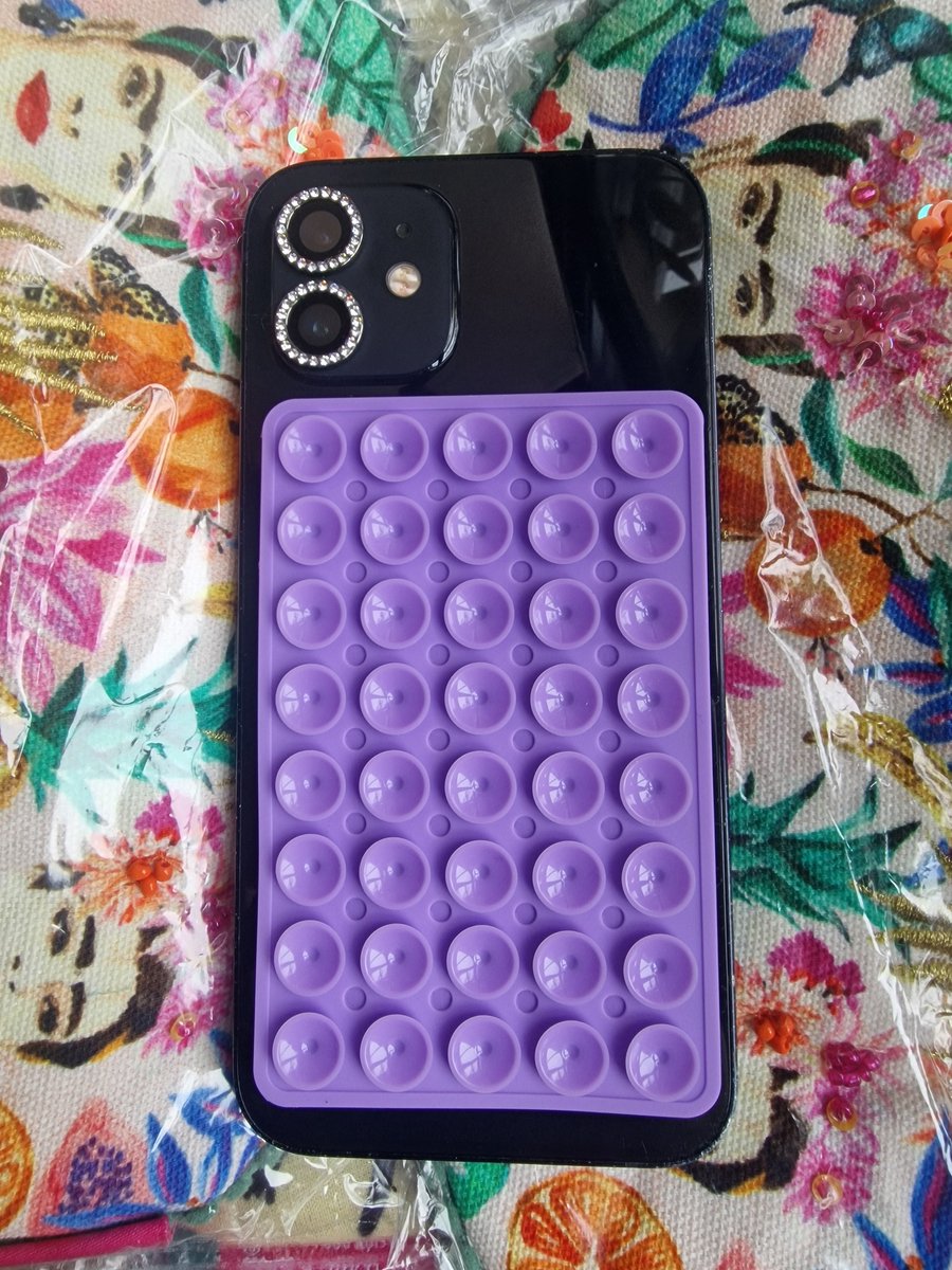 Dubbelzijdige Zuignap voor Telefoon - Buddy - Octopus - Zuignap Telefoon - Zuignap Telefoonbutton - Zuignap Hoesje - 6.,5 x 10cm x 0,5 cm - Herbruikbare Zuignap - Plakt aan Beide Kanten - Paars - Purple