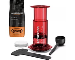 AeroPress Clear Red Coffee Maker + Bristot l'Americano koffie