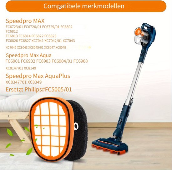 Dutchers® 6-delige Filtersset Geschikt voor Philips SpeedPro Max & Max Aqua series – Wasbare filters - HEPA13 stofzuigerfilter - Duurzaam