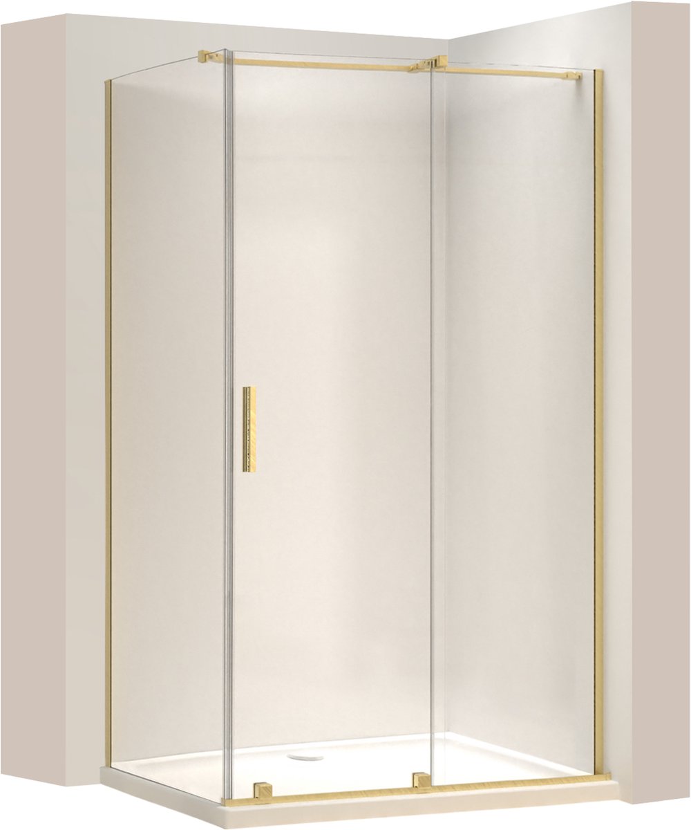 Rea Montana 100X90 Brush Gold - 200 cm - Douchecabine - Rechthoek - Geborsteld Goud
