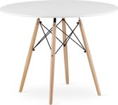 Bol.com TODI-100 Ronde Eettafel Scandinavisch Design Wit Tafelblad Stevige Beukenhouten Poten Geschikt voor Keuken Eetkamer en W... aanbieding