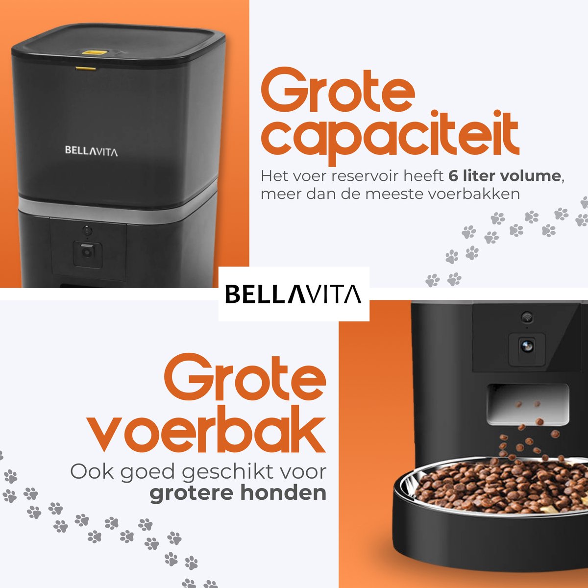 Afbeelding 2 van BELLAVITA® Automatische voerbak met Camera - Zwart - Nieuw Model 2024 - Voerautomaat Met App - Voerbak hond - Smartphone Besturing - Voerinhoud 6 Liter - Voor Katten en Hondenvoer - Droogvoer - Automatische voerbak kat - Automatische voerbak