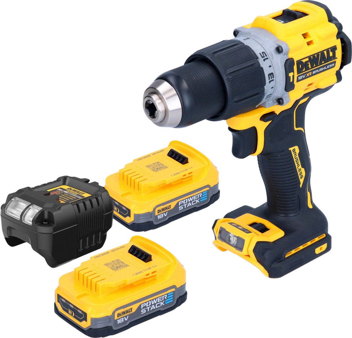 DeWalt DCD 805 E2 accu-klopboormachine 18 V 90 Nm borstelloos + 2x Powerstack accu 1,7 Ah + oplader