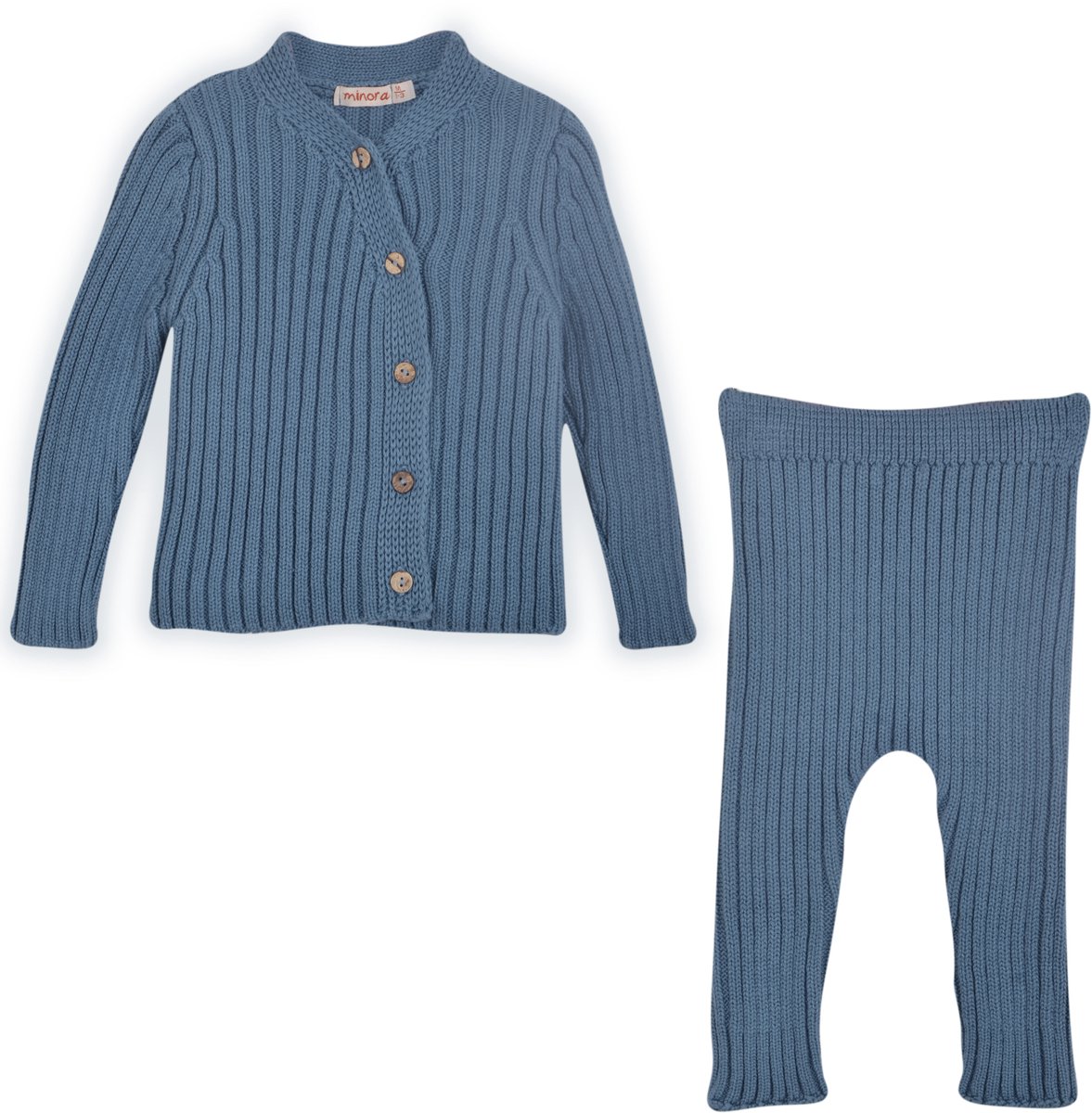 Minora Newborn Baby Kleding Set - Jongens en Meisjes - Winterbroek en vest- Kraamcadeau - Babyshower-Newborn tweedelige gestreepte set- Vest en broek-Indigo -3/6 Maanden