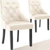 Bol.com tectake® - Set van 2 eetkamerstoelen Everdeen - Fluweellook gestikt - Met armleuningen - Massieve houten poten - Stoel v... aanbieding