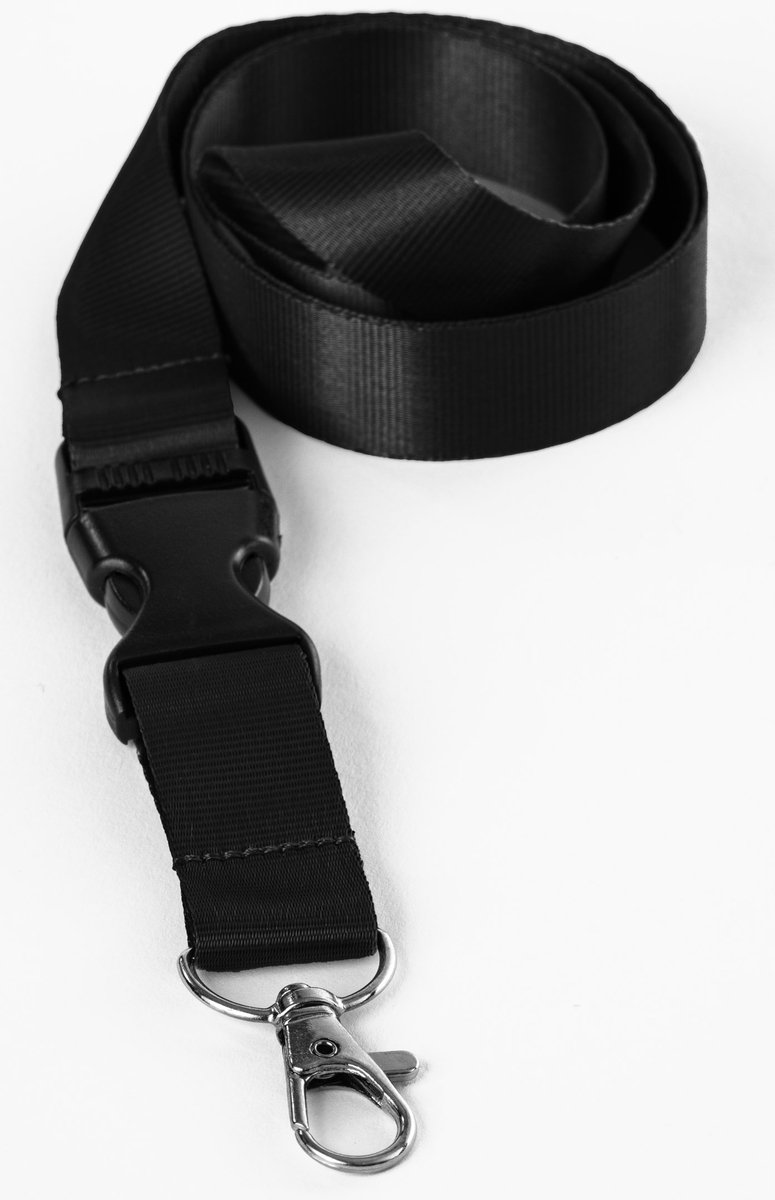 Ecorare® - 10 stuks Sleutelkoord - Kliksluiting - Lanyard - Keycord - Zwart - 50 cm