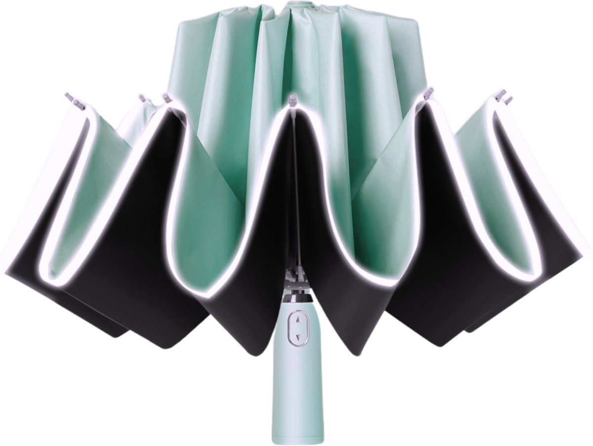 Tamarow Automatische Opvouwbare Paraplu - Omgekeerd Design - Windproof - Lichtgewicht - Reflectie - Omgekeerd Design - Groen