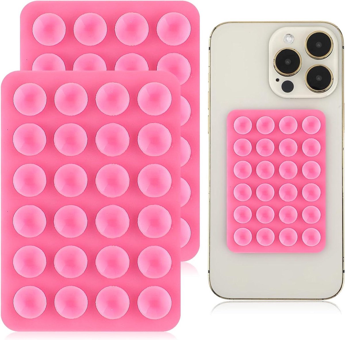 2 Pcs Silicone Suction Cup Phone Case Adhesive Holder - Pink