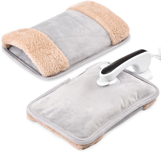 Vonia Elektrische Kruik - Warmtekruik - Kruik Met Handverwarmer - Warmtekussen - Warmtekruik - Draadloos - Nekwarmer - Buikwarmer - Rugverwarmer - Grijs
