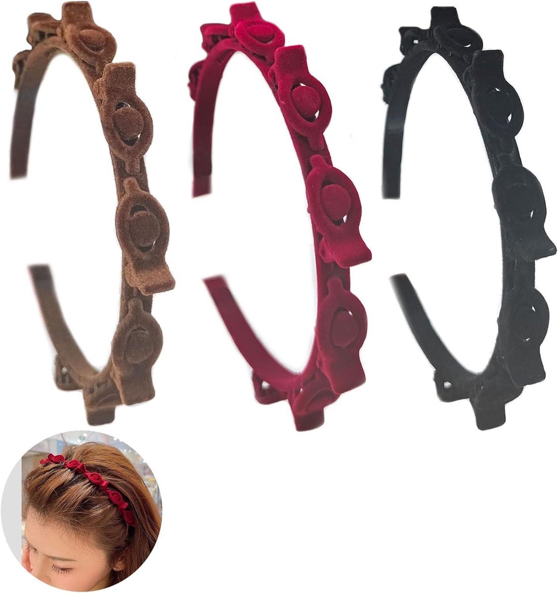 Haarbanden met clips voor dames - Set van 3