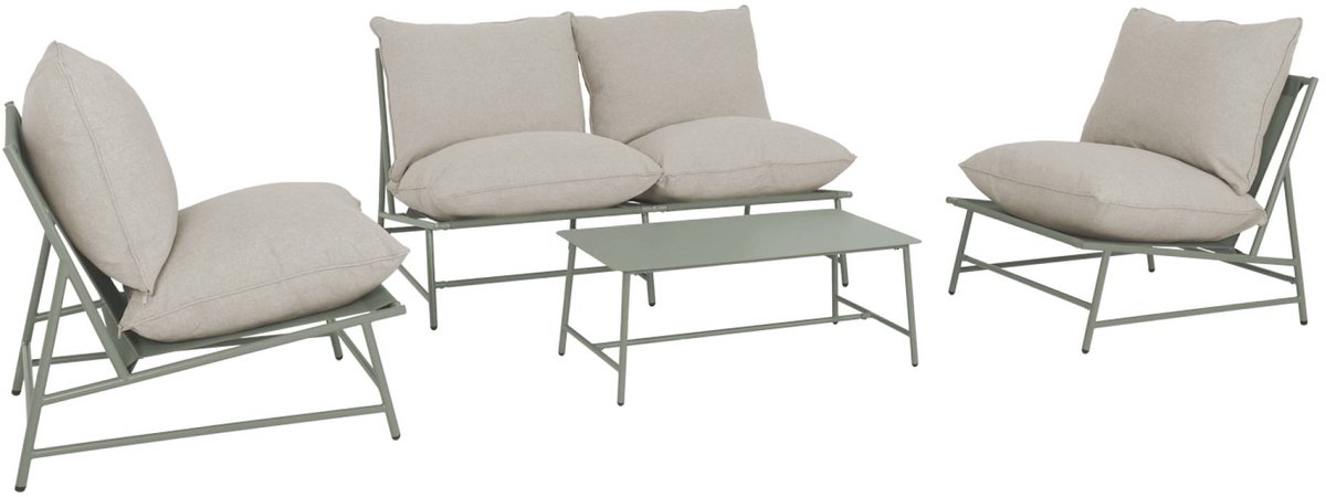 sweeek - Tuinset van staal en textileen sofia, 4 personen, rechthoekige tafel