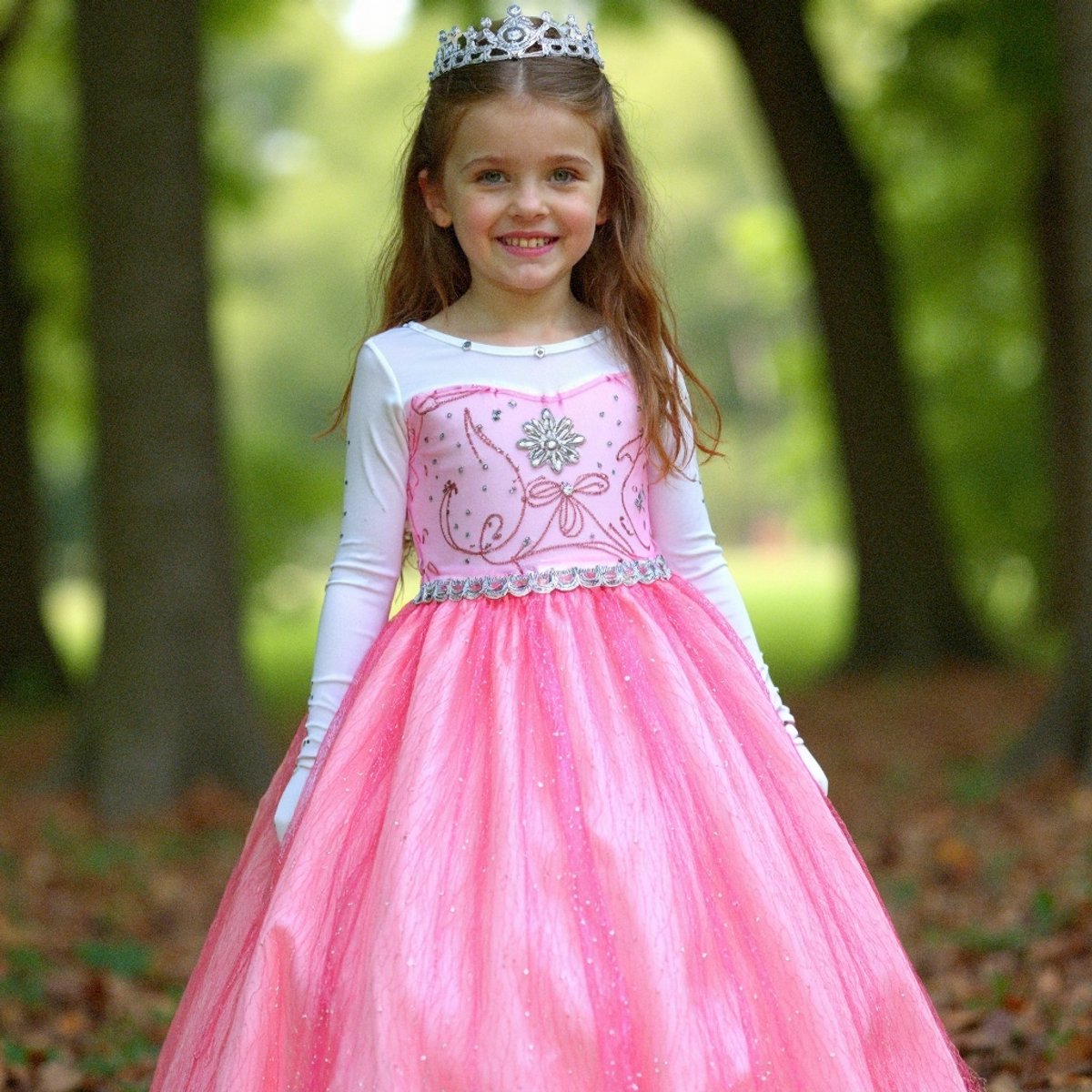 Joya Kids® Verkleed Jurk met Ster Roze | Glamour Jurk met sleep | Prinsessenjurk meisje | Verkleedjurk + Accessoires set | Roze | (120) — afbeelding 4