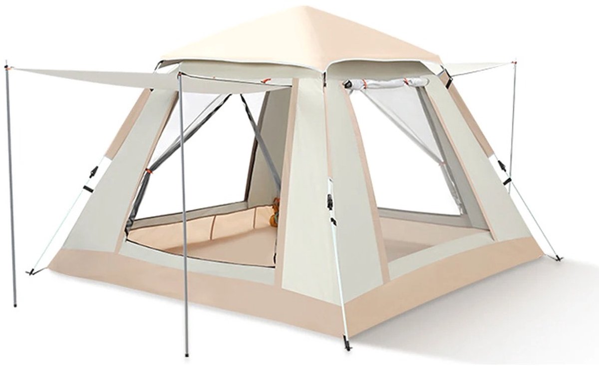 Rustive Kampeertent - Camping Tent - Voor Max. 1 Persoon - Waterdicht - Zonbestendig - Snel Opzetbaar - 210x210x142 cm