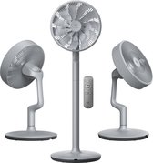AirKing Statiefventilator - Extreem Stil en energiezuinige ventilator met 15 snelheden, DC Motor, Timer en Nachtmodus - In hoogte verstelbaar (60-105cm) - Horizontale + verticale oscillatie - Grijs