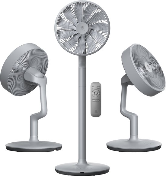 AirKing Statiefventilator - Extreem Stil en energiezuinige ventilator met 15 snelheden, DC Motor, Timer en Nachtmodus - In hoogte verstelbaar (60-105cm) - Horizontale + verticale oscillatie - Grijs
