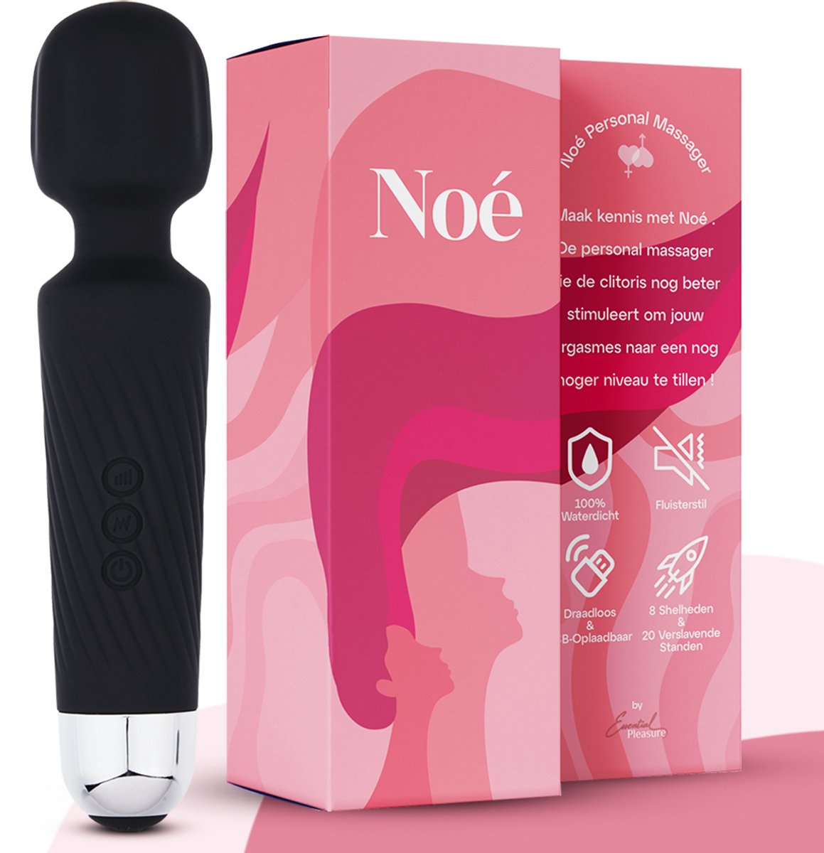 Bol.com Essential Pleasure Noé - Magic Wand Vibrator - Massagestaaf met Clitoris Stimulator – Vibrators voor Vrouwen – Zwart aanbieding