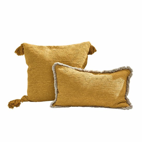 LOBERON Housse de coussin lot de 2 Rabea jaune