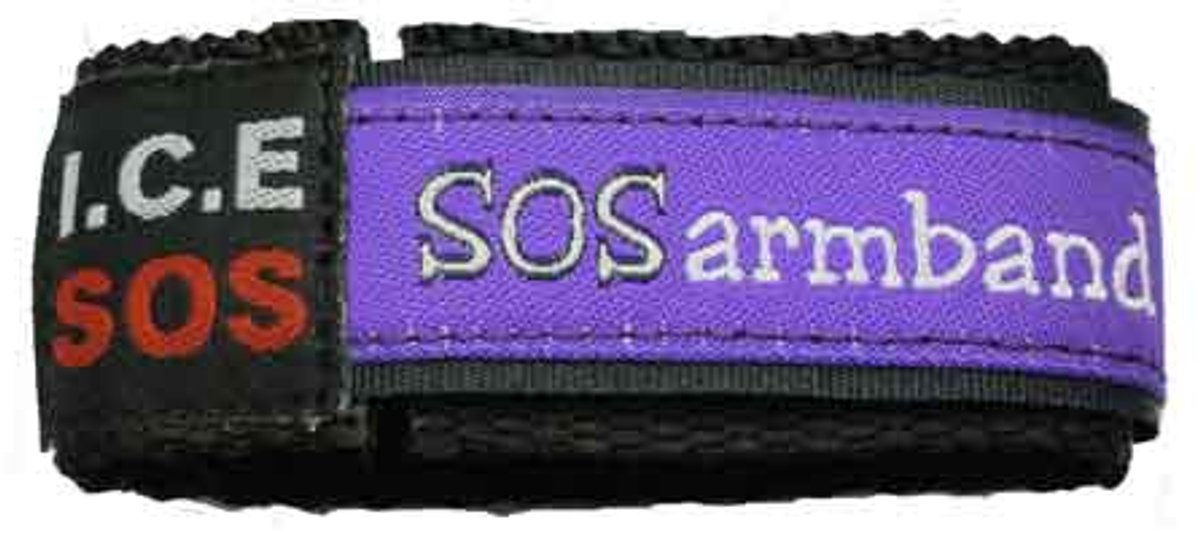 ICE SOS armband paars (LARGE) SOS armband ( 12 jaar en ouder) IDSOLUTION