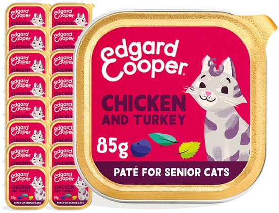 16x Edgard & Cooper Kattenvoer Senior Pate Kip - Kalkoen 85 gr