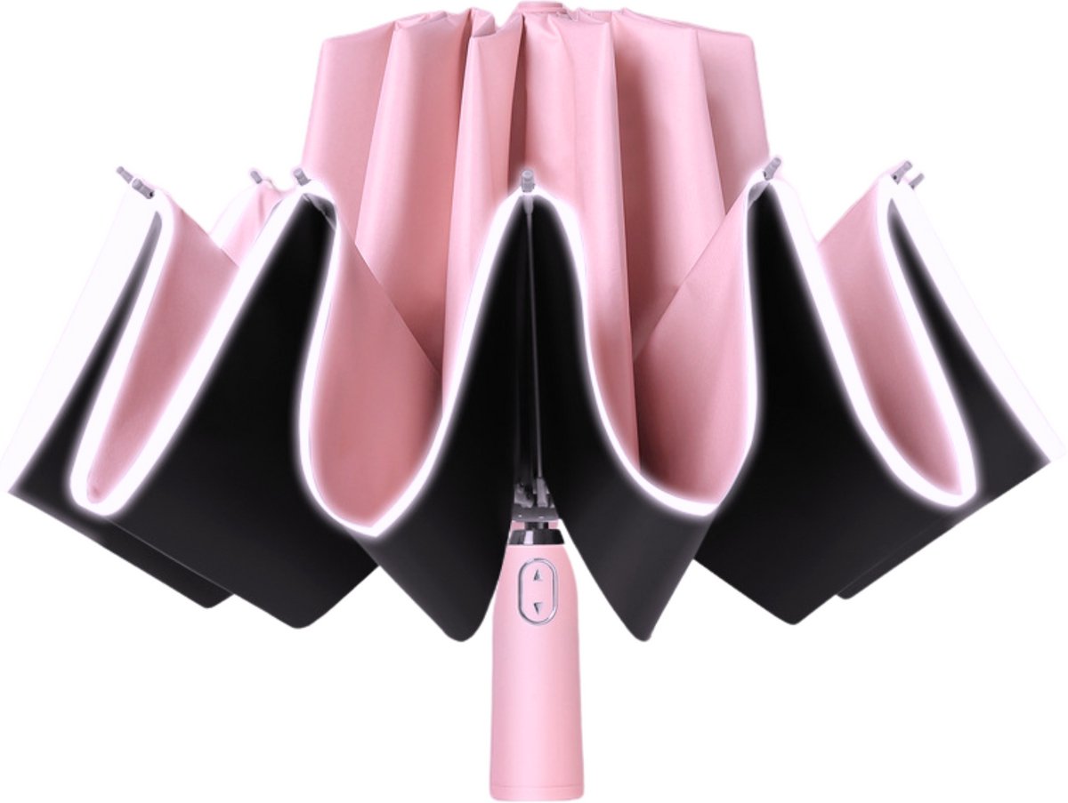 Tamarow Automatische Opvouwbare Paraplu - Omgekeerd Design - Windproof - Lichtgewicht - Reflectie - Omgekeerd Design - Roze